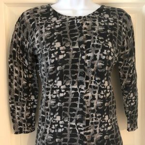 3/4 Sleeves Printed Black Sweater